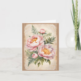 Tarjeta Festiva Watercolor Peonies Valentine