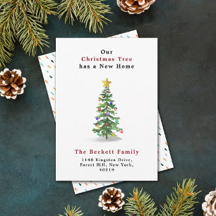 Tarjeta Festiva Watercolor Pine Christmas Tree New Home