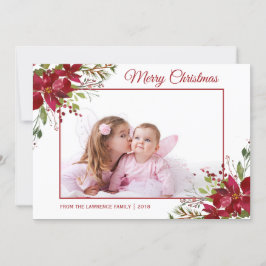 Tarjeta Festiva Watercolor Poinsettia Navidades Florales Foto