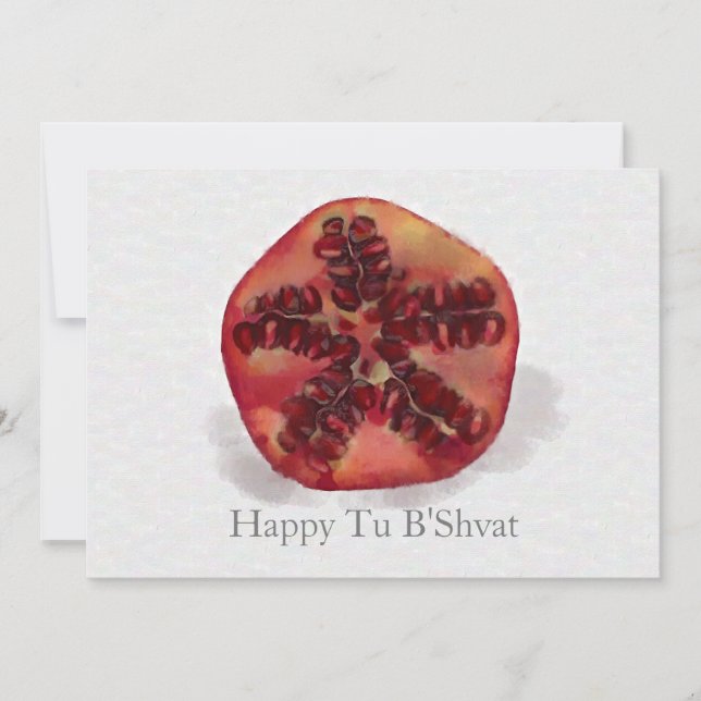 Tarjeta Festiva Watercolor Pomegranate Tu B'Shvat (Anverso)