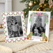 Watercolor Preppy Leopard Garland Christmas