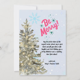 Tarjeta Festiva Watercolor Snowy Christmas Tree Winter Scene