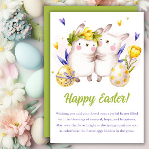 Tarjeta Festiva Watercolor Spring Bunny Floral Easter