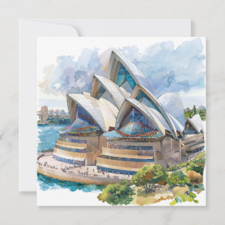 Tarjeta Festiva Watercolor Sydney Opera House Aussie