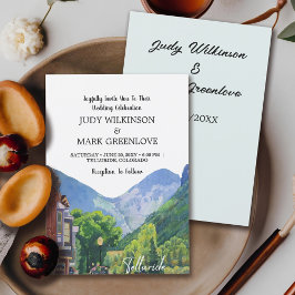 Tarjeta Festiva Watercolor Telluride Colorado Ski Mountain