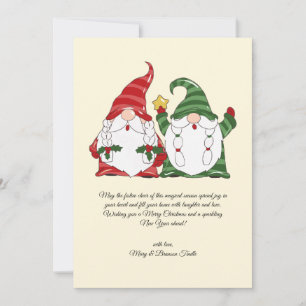 Tarjeta Festiva Watercolor Vintage Christmas Caroling Gnomes