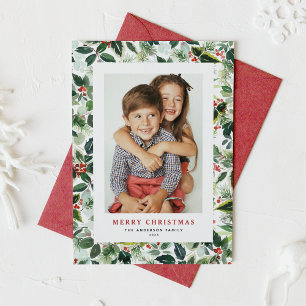 Tarjeta Festiva Watercolor Winter Greenery Fotos navideñas
