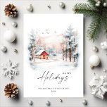 Tarjeta Festiva Watercolor Winter Navidades Landscape Corporate<br><div class="desc">Para una mayor personalización,  haga clic en el enlace "personalizar adicional" y utilice nuestra herramienta de diseño para modificar esta plantilla.</div>