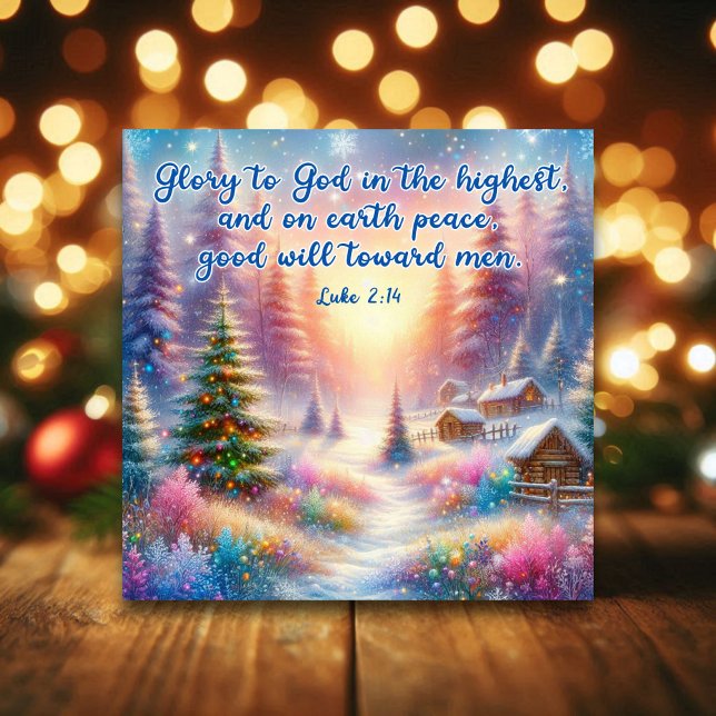 Tarjeta Festiva Watercolor Winter Wonderland Navidades cristianos (Subido por el creador)