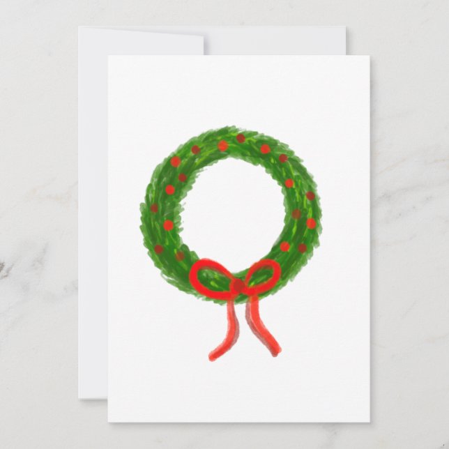 Tarjeta Festiva Watercolor Wreath Greeting Card Christmas  (Anverso)