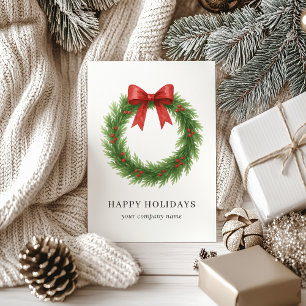 Tarjeta Festiva Watercolor Wreath Modern Business Navidades