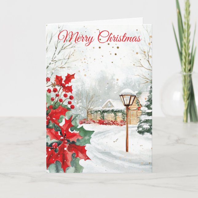 Tarjeta Festiva Watercolour Christmas Garden (Anverso)