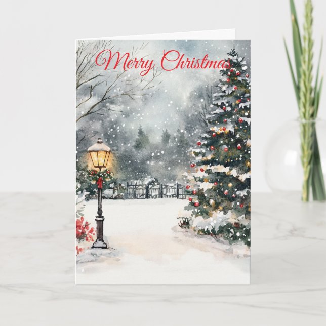 Tarjeta Festiva Watercolour Christmas Garden (Anverso)