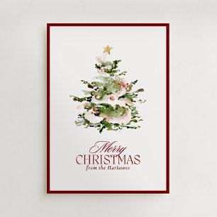 Tarjeta Festiva Watercolour Christmas Tree Holiday Non Photo Card