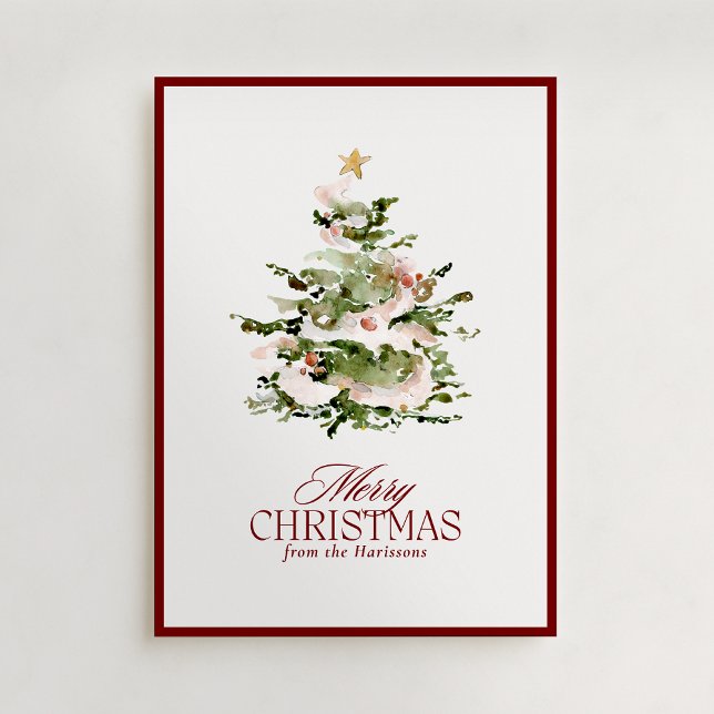 Tarjeta Festiva Watercolour Christmas Tree Holiday Non Photo Card (Subido por el creador)
