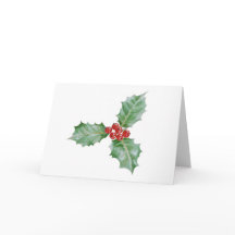 Watercolour Holly Merry Christmas