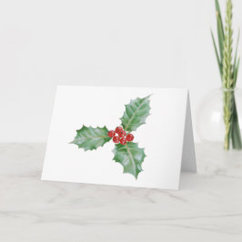 Tarjeta Festiva Watercolour Holly Merry Christmas