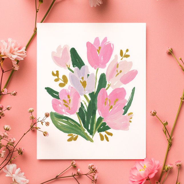 Tarjeta Festiva Watercolour Tulips Mother’s Day Card minimal (Subido por el creador)