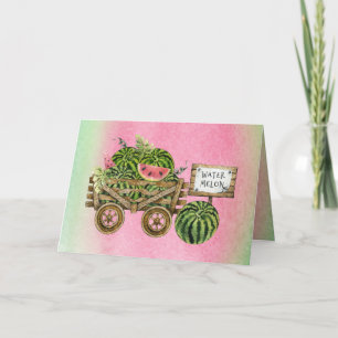 Tarjeta Festiva Watermelon Harvest Farmhouse Watercolor Carro de m