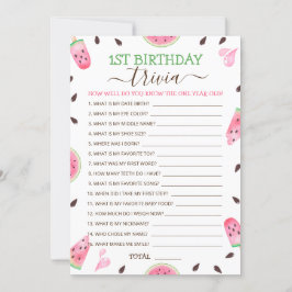 Tarjeta Festiva Watermelon One In A Melon First Birthday Trivia Ga