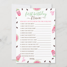 Tarjeta Festiva Watermelon One In A Melon First Birthday Trivia Ga
