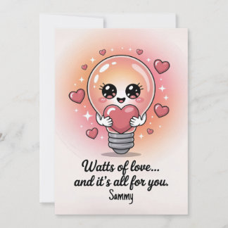 Tarjeta Festiva Watts of Love - Cute Pun eCard para | Editable