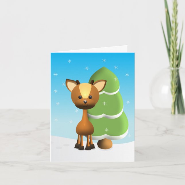 Tarjeta Festiva Wayne Deer en la nieve (Anverso)