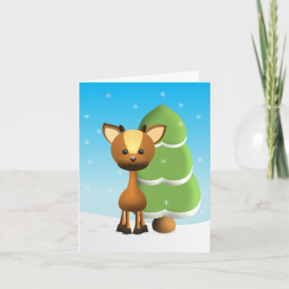 Tarjeta Festiva Wayne Deer en la nieve