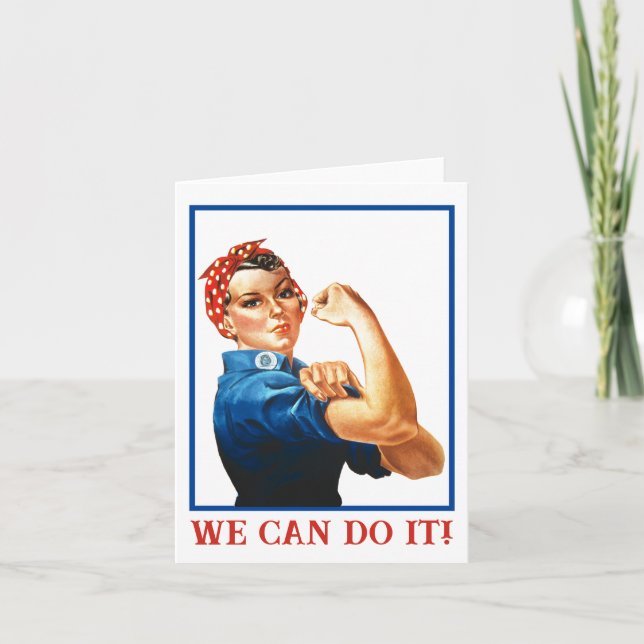 Tarjeta Festiva We Can Do It Rosie the Riveter Women Power WWII  (Anverso)