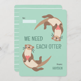 Tarjeta Festiva We need each otter classroom valentine's day card