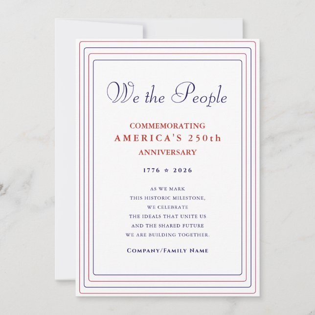 Tarjeta Festiva We the People Formal America 250 Semiquincentennia (Anverso)
