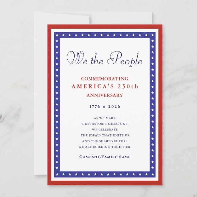 Tarjeta Festiva We the People Semiquincentennial 1776 America 250 (Anverso)