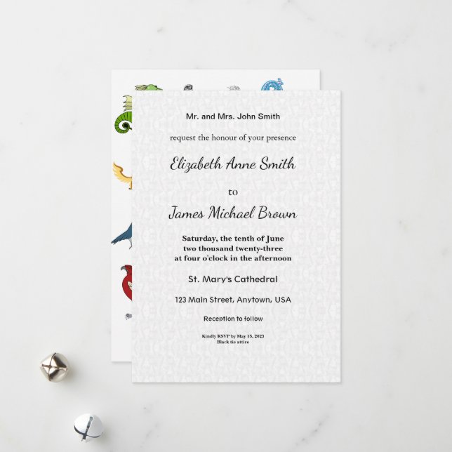 Tarjeta Festiva Wedding Invitation Elegant Classic Script Card (Anverso/Reverso In Situ)
