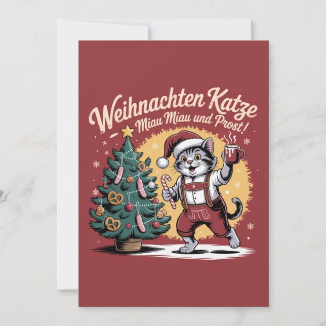 Tarjeta Festiva Weihnachten Katze - Christmas Cat (Anverso)