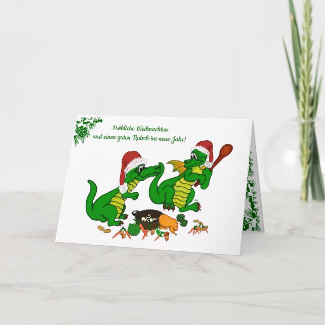 Tarjeta Festiva Weihnachts Drachen , auf Deutsch (Anverso)