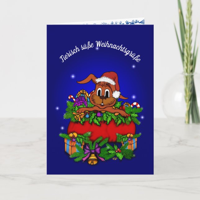 Tarjeta Festiva Weihnachtskaninchen , Fröhliche Weihnachten! (Anverso)