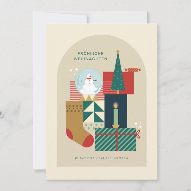 Tarjeta Festiva Weihnachtskarte Mit Verschiedenen Gegensteanden (Anverso)