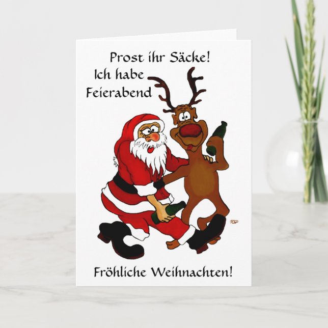 Tarjeta Festiva Weihnachtsmann mit Elch (Anverso)