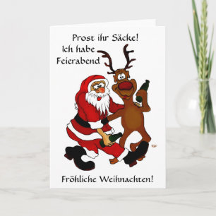 Tarjeta Festiva Weihnachtsmann mit Elch
