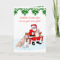 Weihnachtsmann mit Hund Katze auf Deutsch