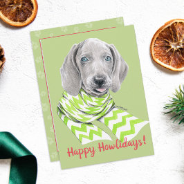 Tarjeta Festiva Weimaraner lindo cachorro con la bufanda Retrato d
