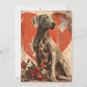 Tarjeta Festiva Weimaraner San Valentín Vintage 