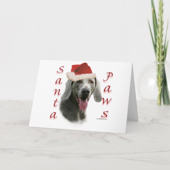 Tarjeta Festiva Weimaraner Santa Paws (Anverso)