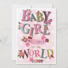 Tarjeta Festiva Welcome Baby Girl, geboortekaart