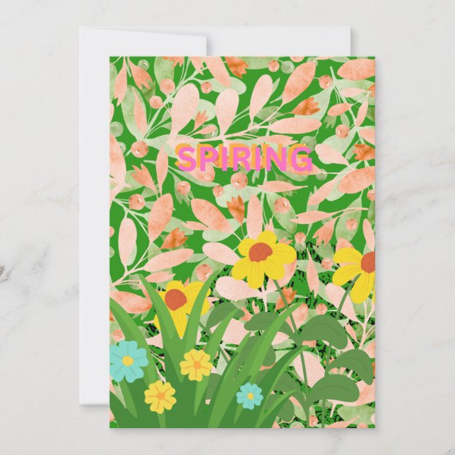 TARJETA FESTIVA WELL COME SPRING. (Anverso)