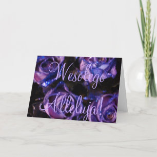 Tarjeta Festiva Wesołego Alleluja Rosas polacos felices de Pascua 