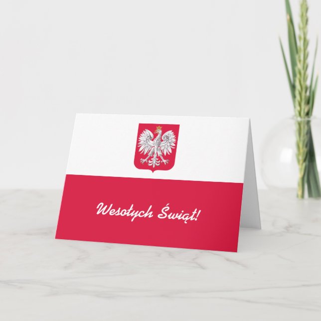 Tarjeta Festiva Wesołych Świąt Flaga Polski - Bandera polaca (Anverso)
