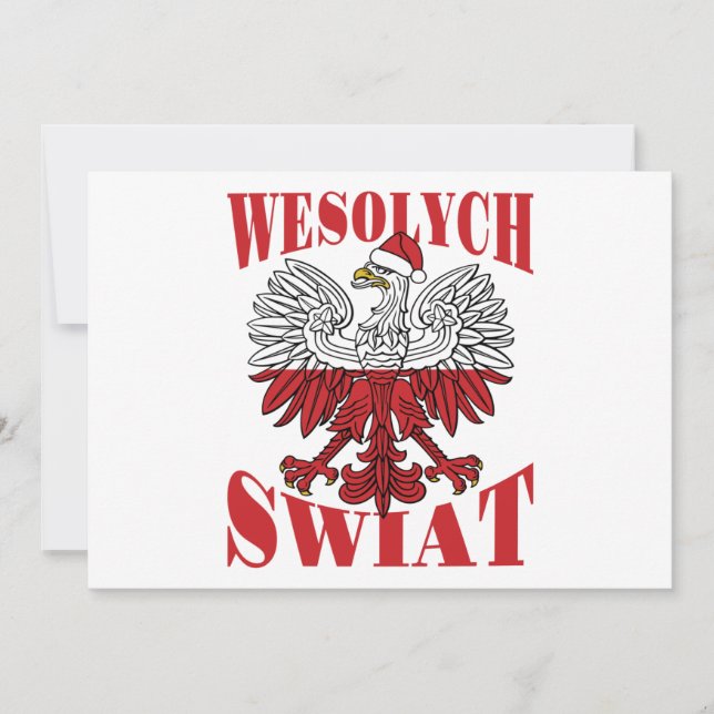 Tarjeta Festiva Wesolych Swiat Navidades polacos Águila Santa Hat (Anverso)