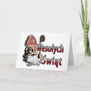 Tarjeta Festiva Wesolych Swiat San Nicolás