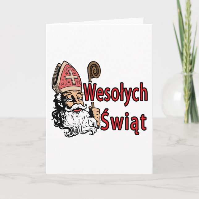 Tarjeta Festiva Wesolych Swiat San Nicolás (Anverso)